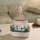 Load image into Gallery viewer, Plastic Musical Rain Drops Aroma Diffuser Humidifier for Home (with Inbuilt Soothing Music, Multi-Colour LED, 6 Inches Height, 250ml Tank) - White
