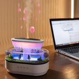 Load image into Gallery viewer, Plastic Musical Rain Drops Aroma Diffuser Humidifier for Home (with Inbuilt Soothing Music, Multi-Colour LED, 6 Inches Height, 250ml Tank) - White