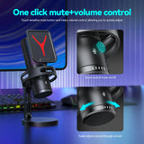 Load image into Gallery viewer, Gaming Microphone Professional Condenser Mic PC Laptop Computer Mike RGB USB Wired Studio Streaming Podcast Gamer Karaoke PC Kit