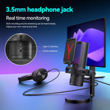 Load image into Gallery viewer, Gaming Microphone Professional Condenser Mic PC Laptop Computer Mike RGB USB Wired Studio Streaming Podcast Gamer Karaoke PC Kit
